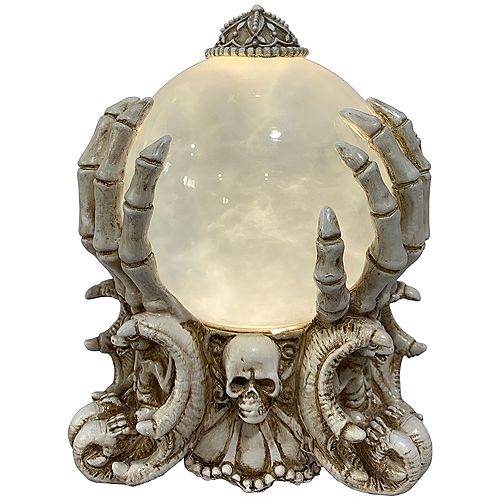 7.5-inch LED-Lit Skeleton Fortune Teller Crystal Ball Halloween Decoration