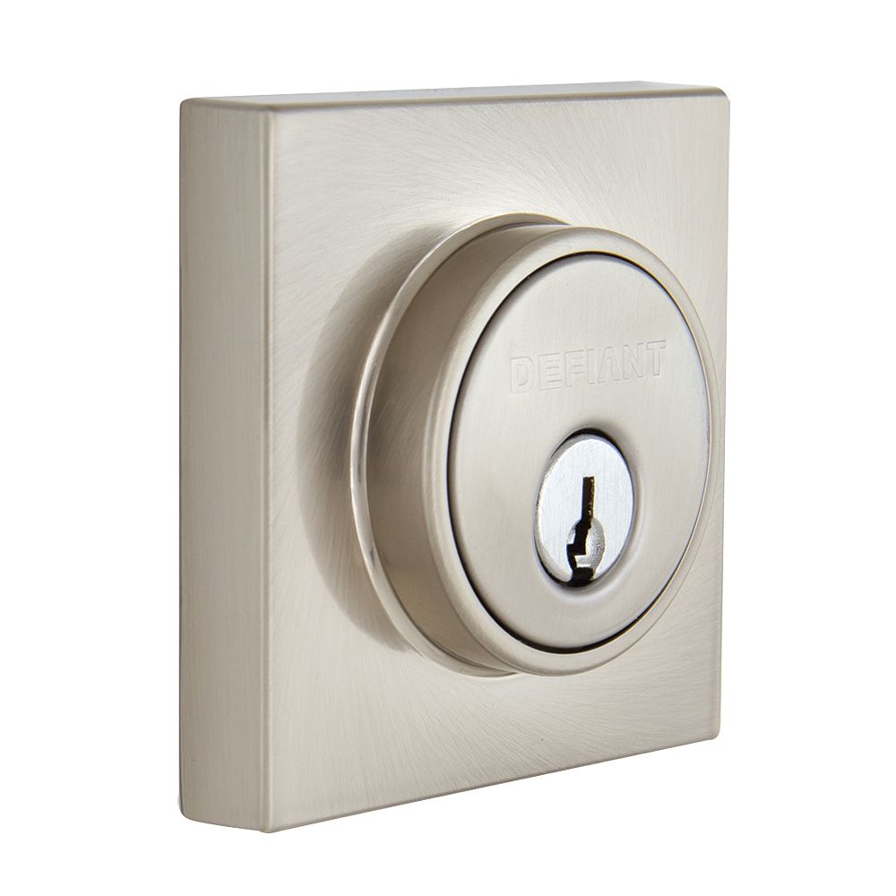 Defiant Contemporary Satin Nickel Square Single Cylinder Deadbolt The Home Depot Canada