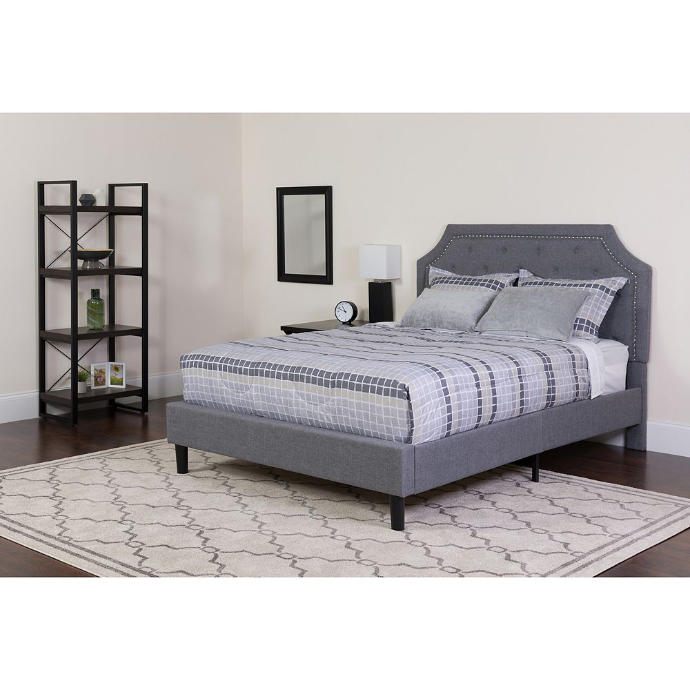 Flash Furniture King Platform Bed Light Gray The Home Depot Canada