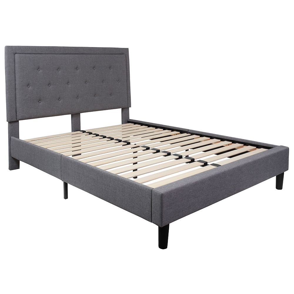 Flash Furniture Queen Platform Bed And, Queen Platform Bed With Upholstered Headboard