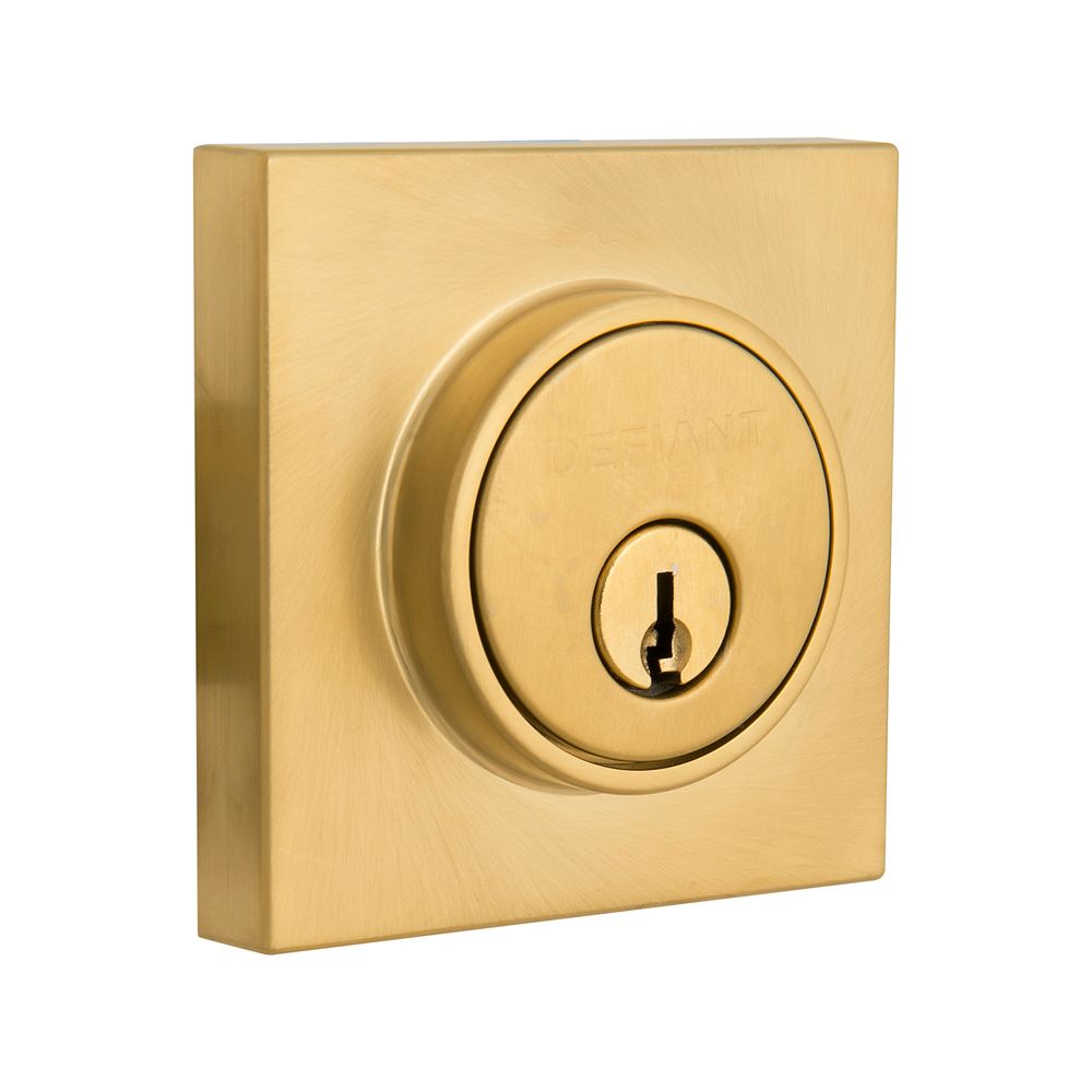 Defiant Contemporary Brushed Gold Square Single Cylinder Deadbolt The Home Depot Canada