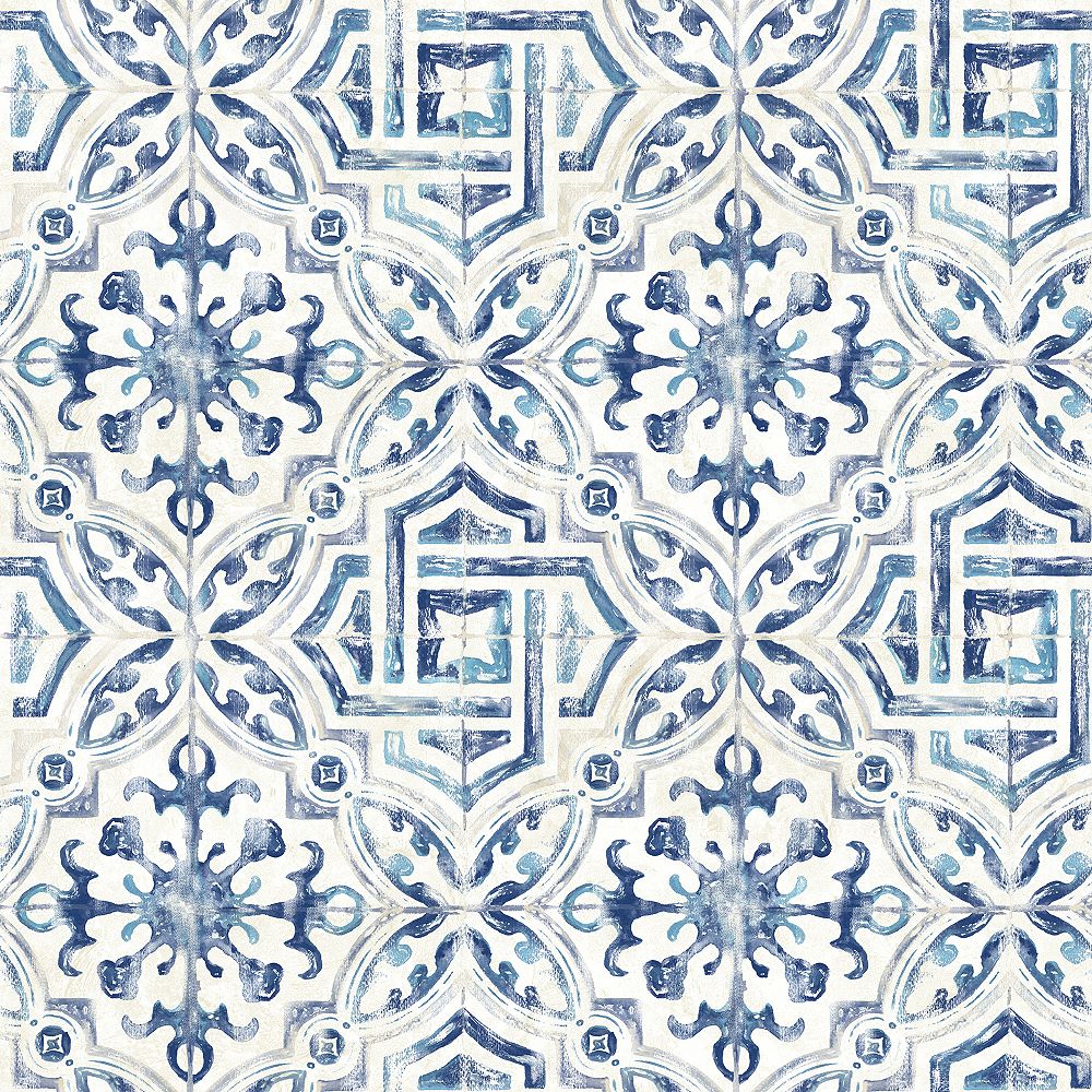 Brewster Home Fashions Sonoma Navy Spanish Tile Wallpaper | The Home