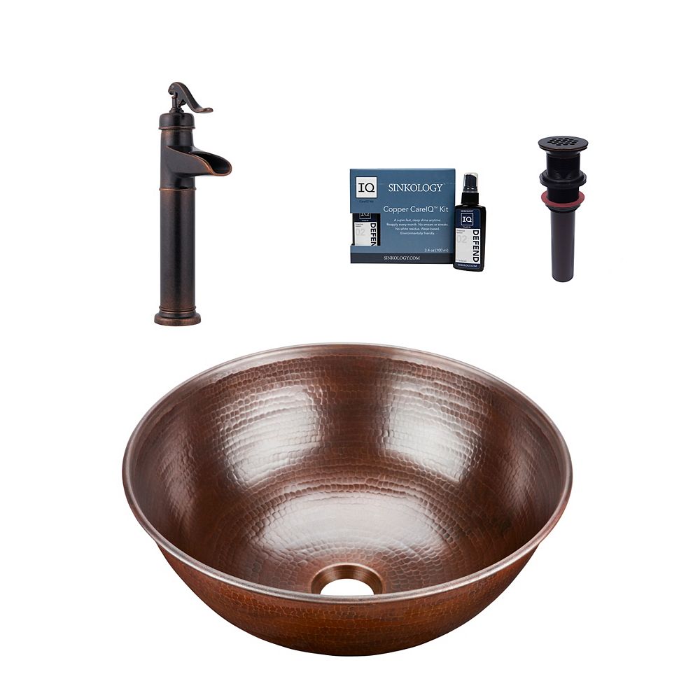 Sinkology Hubble All In One Vessel Copper Bath Sink Design Kit With Pfister Ashfield Fauce The Home Depot Canada