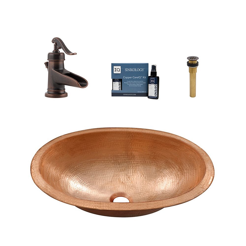 Sinkology Strauss All In One Drop In Or Undermount Copper Bath Sink Kit With Pfister Ashfi The Home Depot Canada