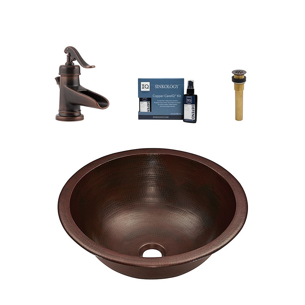 Sinkology Darwin AllInOne DropIn or Undermount Copper Bath Sink Kit
