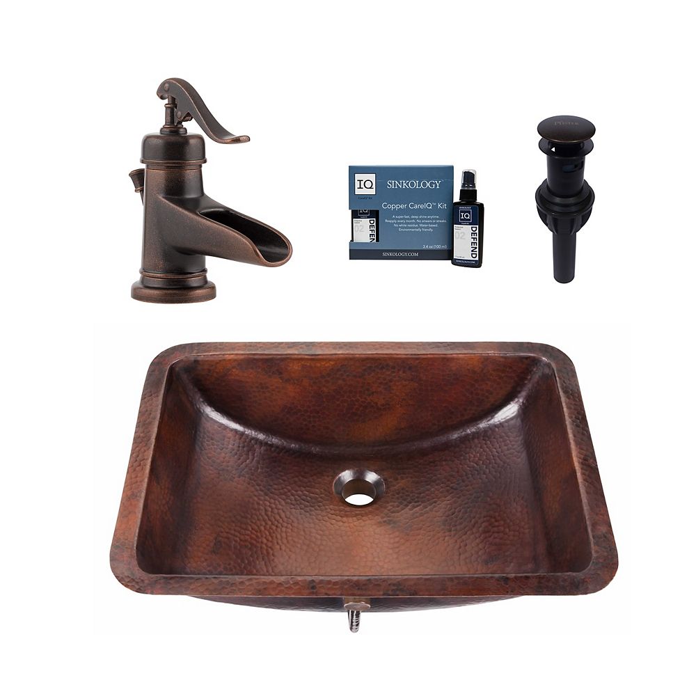 Sinkology Curie All In One Undermount Copper Bath Sink Design Kit With Pfister Ashfield Fa The Home Depot Canada