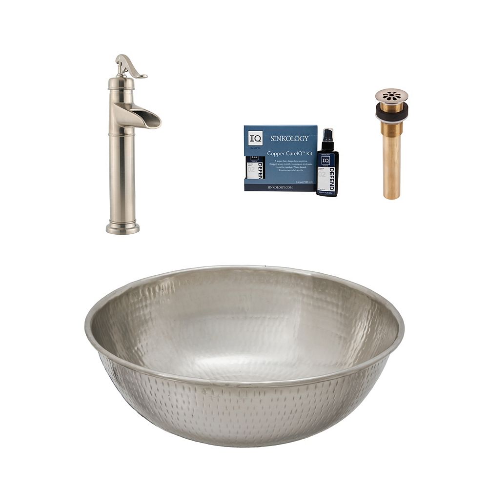 Sinkology Bohr All In One Vessel Nickel Bath Sink Design Kit With Pfister Faucet And Drain The Home Depot Canada