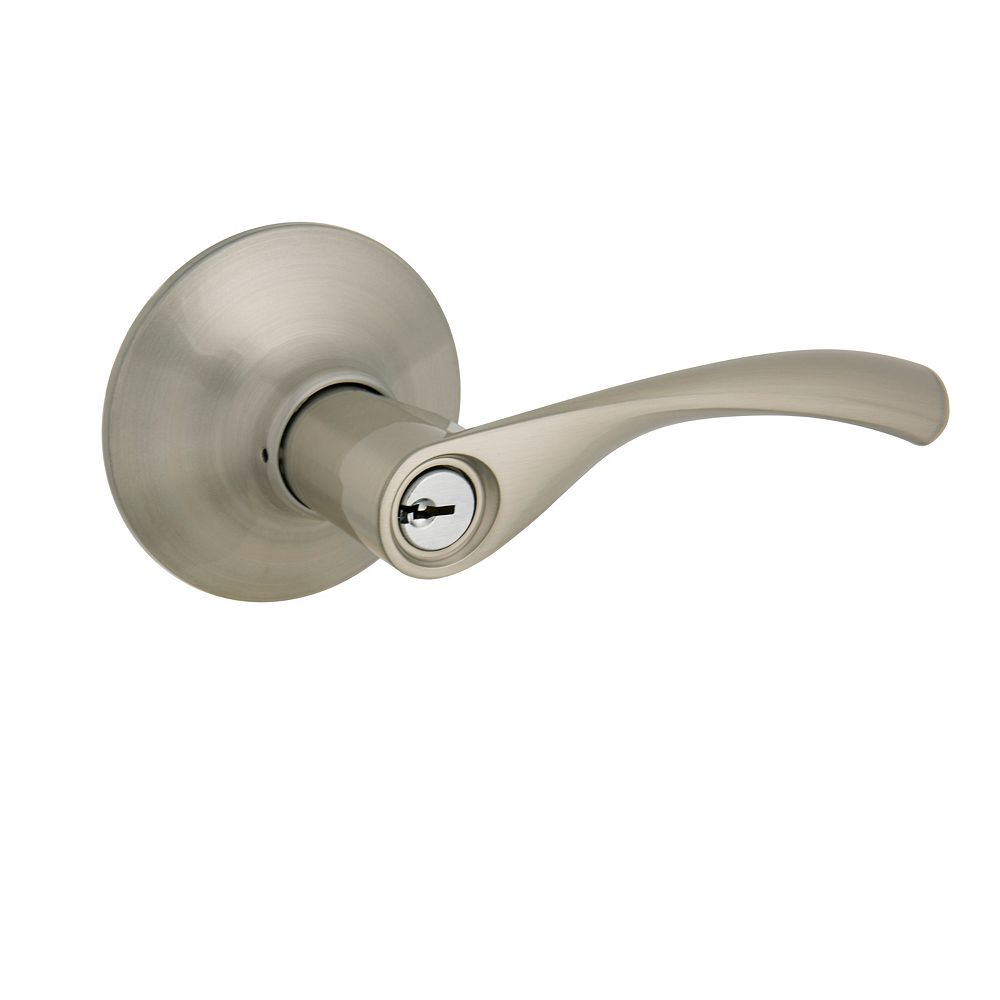Defiant Kimberley Satin Nickel Keyed Entry Door Lever The Home Depot