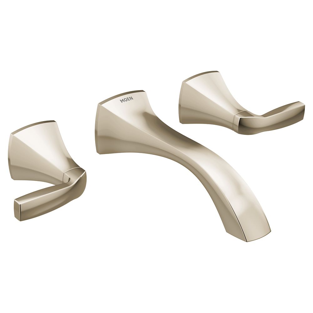 MOEN Voss 2Handle Lav Faucet Two Handle Wallmount In Polished Nickel