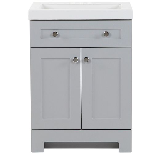 Everdean 24.5-inch W x 34.4-inch H x 18.75-inch D Bathroom Vanity in Pearl Grey with Cultured Marble Countertop/Rectangular Sink