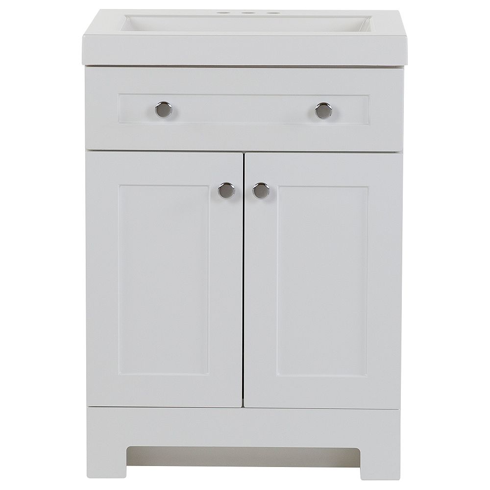 Glacier Bay Everdean 245 Inch W X 19 Inch D X 34 Inch H Bath Vanity In White With Vanity The Home Depot Canada Glacier Bay Everdean 245 Inch W X 19 Inch D X 34 Inch H Bath Vanity In White With Vanity The Home Depot Canada