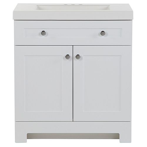 Everdean 30.5-inch W x 34.4-inch H x 18.75-inch D Bathroom Vanity in White with Cultured Marble Countertop/Rectangular Sink