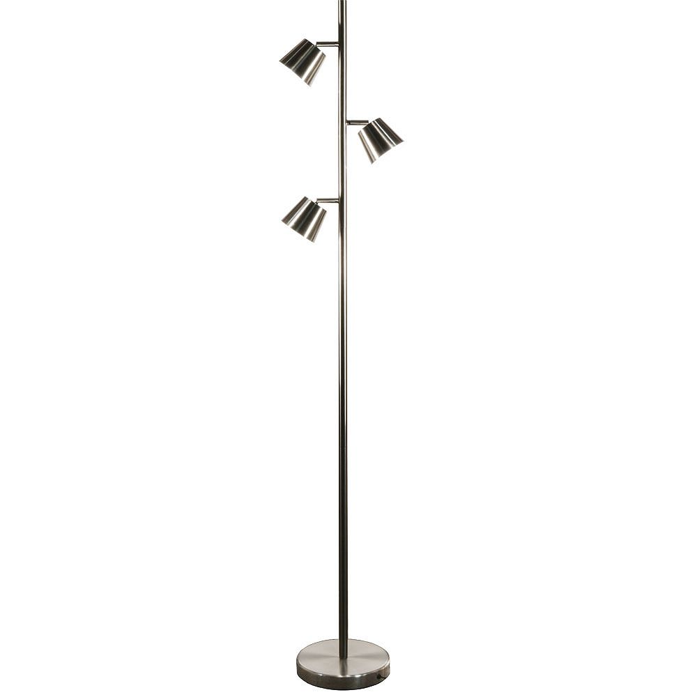 Dainolite 3 Light LED Floor Lamp, Satin Chrome Finish The Home Depot