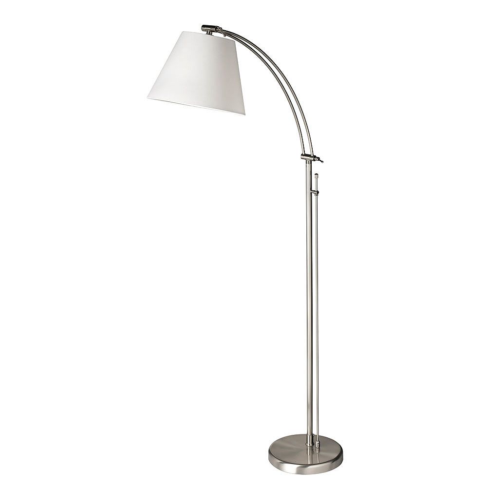 Dainolite Adjustable Floor Lamp Satin Chrome White Empire Shade Rotary Dimmer Switch The Home Depot Canada Dainolite Adjustable Floor Lamp Satin, Floor Lamp With Dimmer Switch And Adjustable Arm