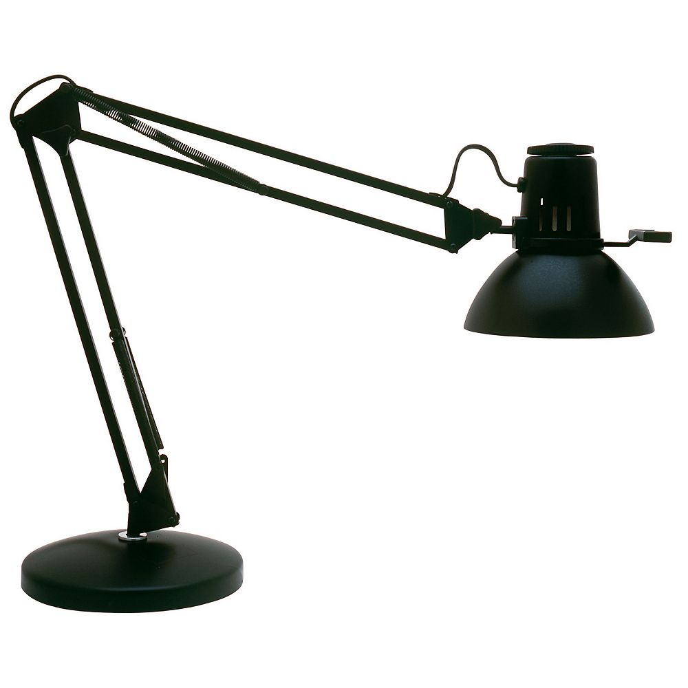 Dainolite Spring Balanced Arm Desk Lamp, Gloss Black, 36 inch Reach