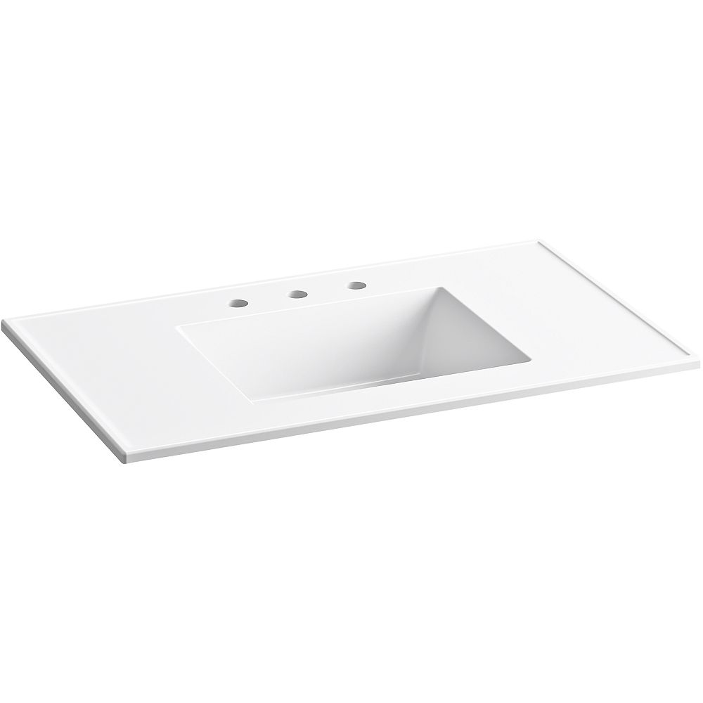 Kohler Ceramic Impressions 37 Inch Rectangular Vanity Top Bathroom Sink In White The Home Depot Canada