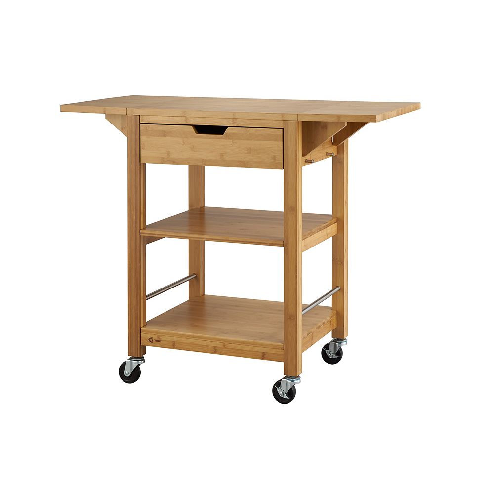 Trinity 24 Inch Bamboo Kitchen Cart With Drop Leaf The Home Depot Canada