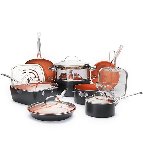 15 Piece Non Stick Ti Ceramic Cookware Set with Square Pans and Lids