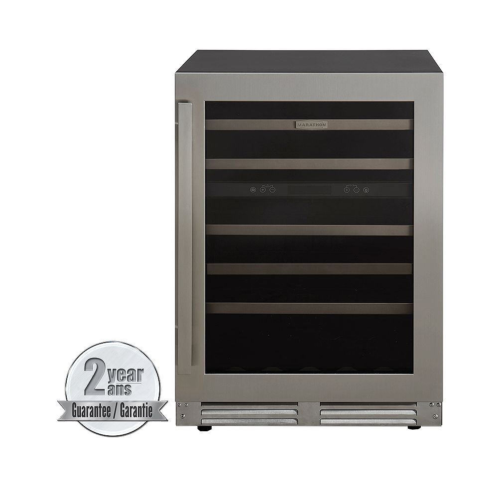 Marathon 24 inch. BuiltIn Dual Zone Stainless Steel Wine Cooler The