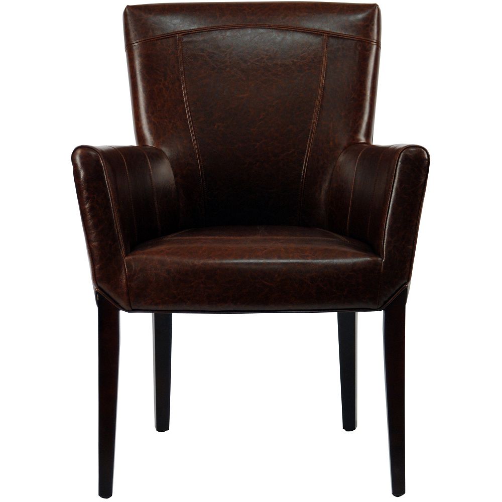 Safavieh Ken Bicast Leather Arm Chair in Brown/Mahogany | The Home
