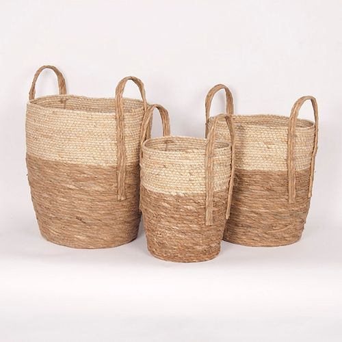 Straw Baskets in Beige/Natural (3-Pack)