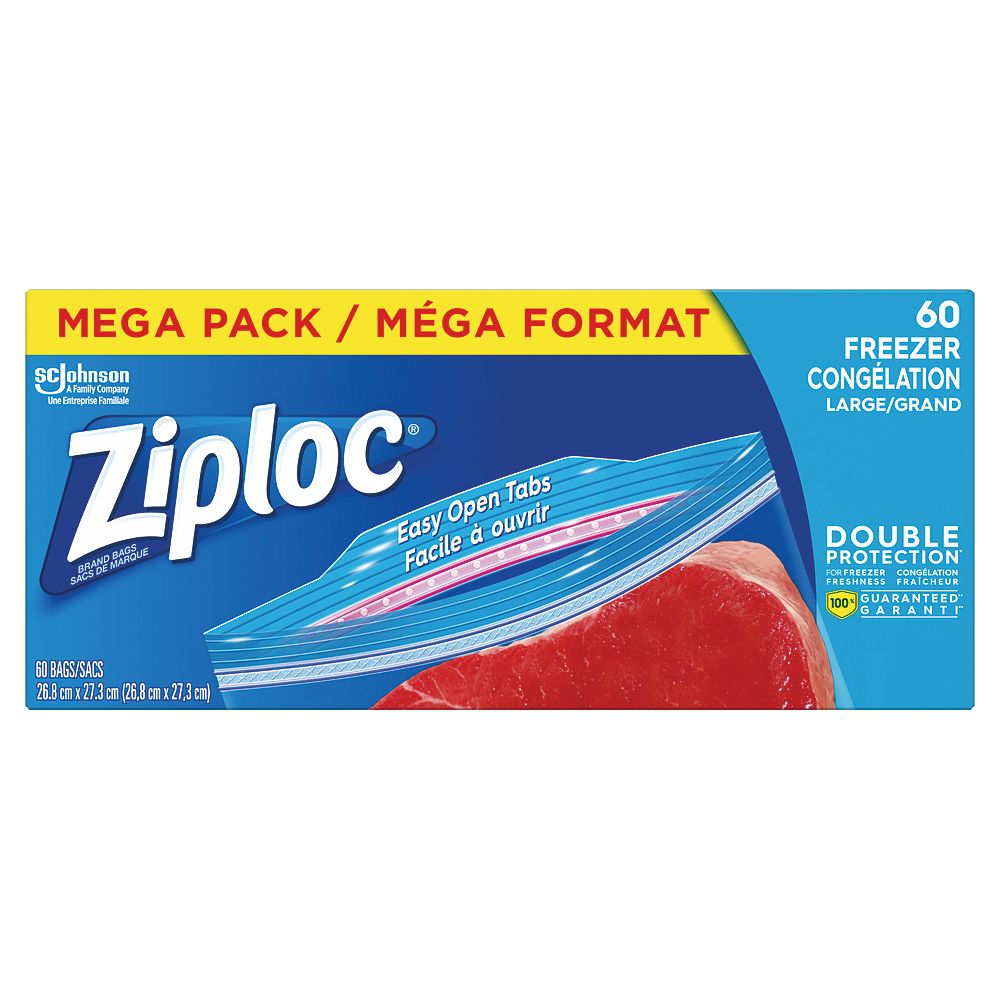 Ziploc Ziploc bags Freezer Large Mega 60ct The Home Depot Canada