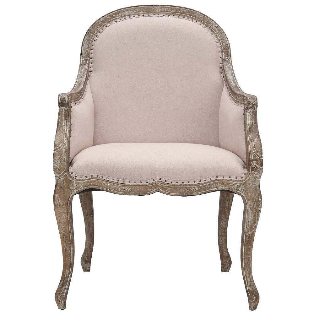 Safavieh Esther Linen Arm Chair in Taupe/Oak The Home Depot Canada