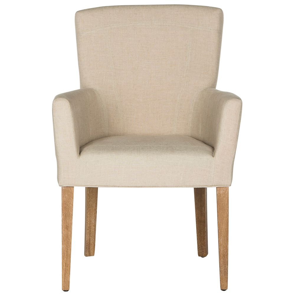 Safavieh Dale Linen Arm Chair in Beige The Home Depot Canada