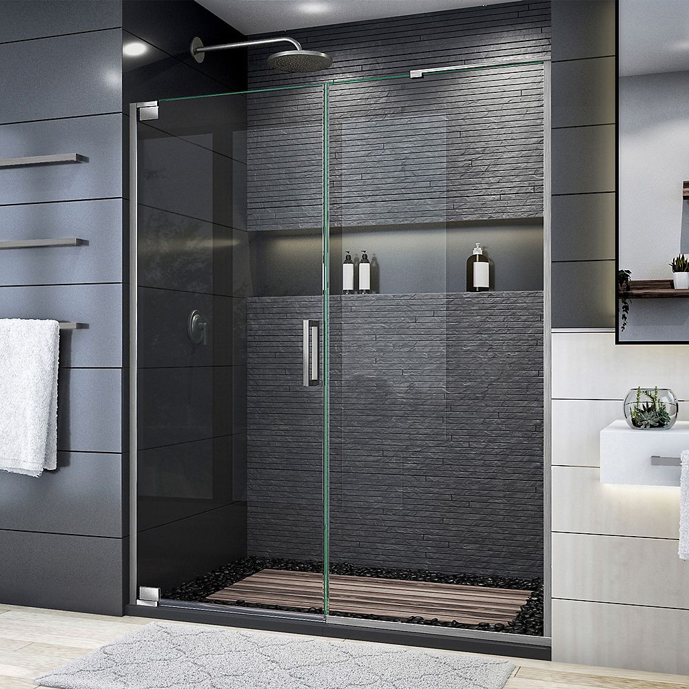 Dreamline Elegance Plus 58 58 34 Inch W X 72 Inch H Frameless Pivot Shower Door In Brushe