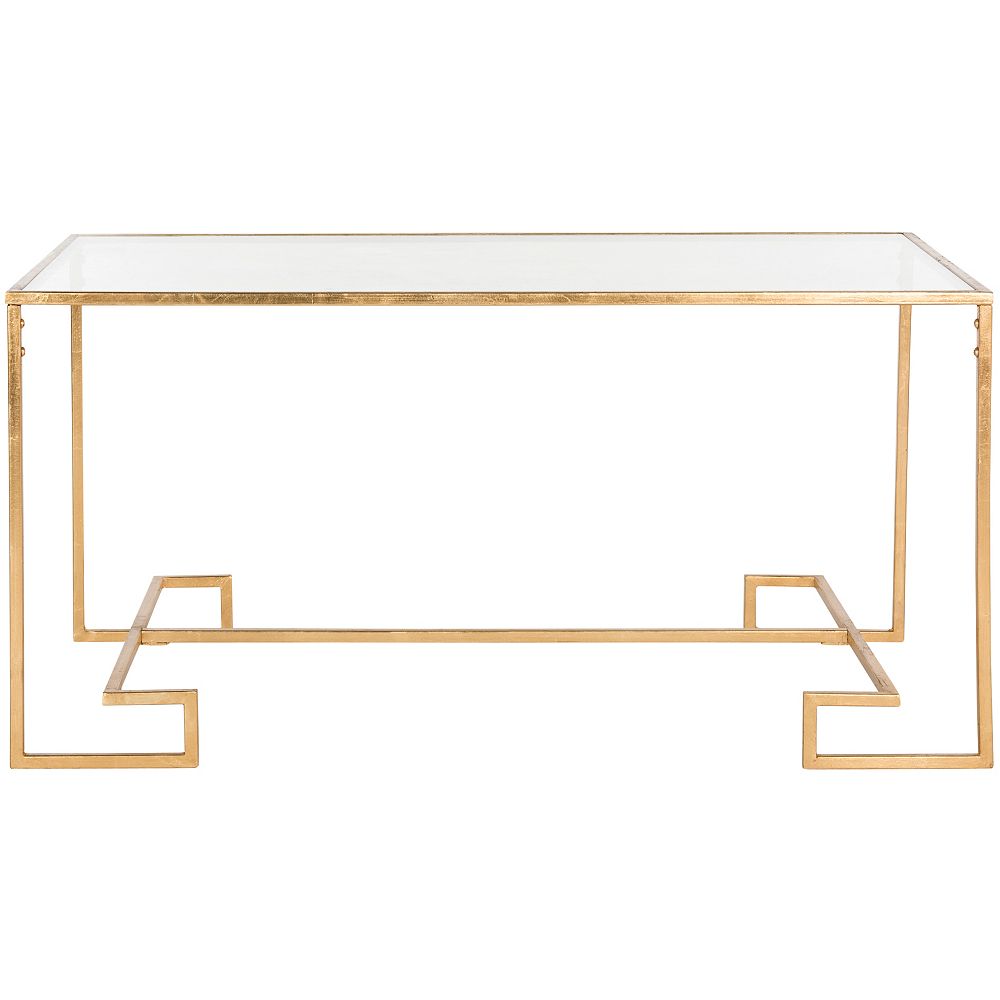 Safavieh Burton Glass/Antique Gold Coffee Table The Home Depot Canada