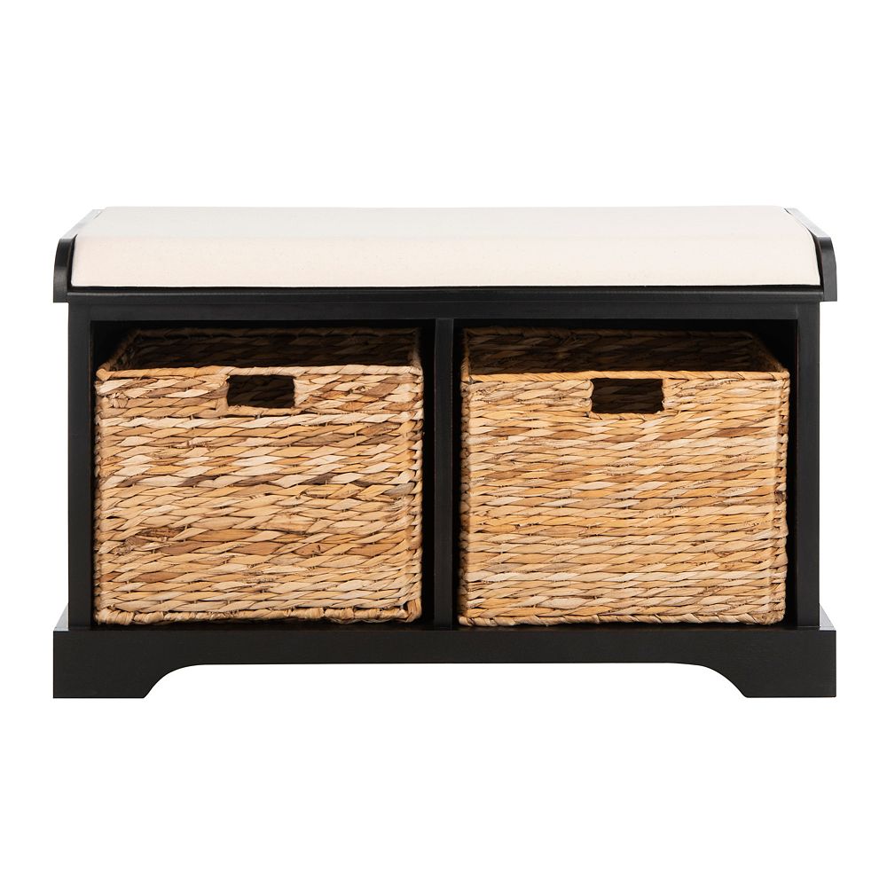 Safavieh Freddy Distressed Black Storage Bench The Home Depot Canada