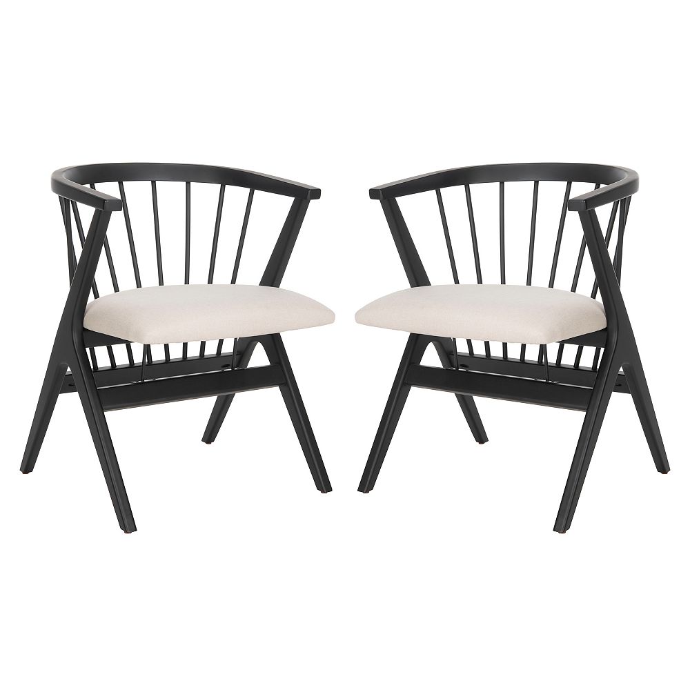 Safavieh Noah Black Beige Spindle Dining Chair Set Of 2 The Home Depot Canada