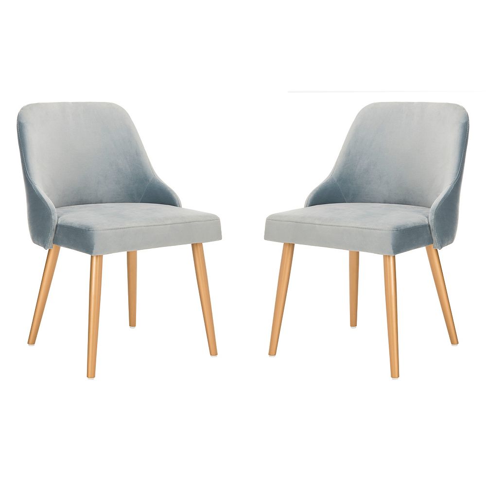 Safavieh Lulu Slate Blue Upholstered Dining Chair Set Of 2 The Home Depot Canada