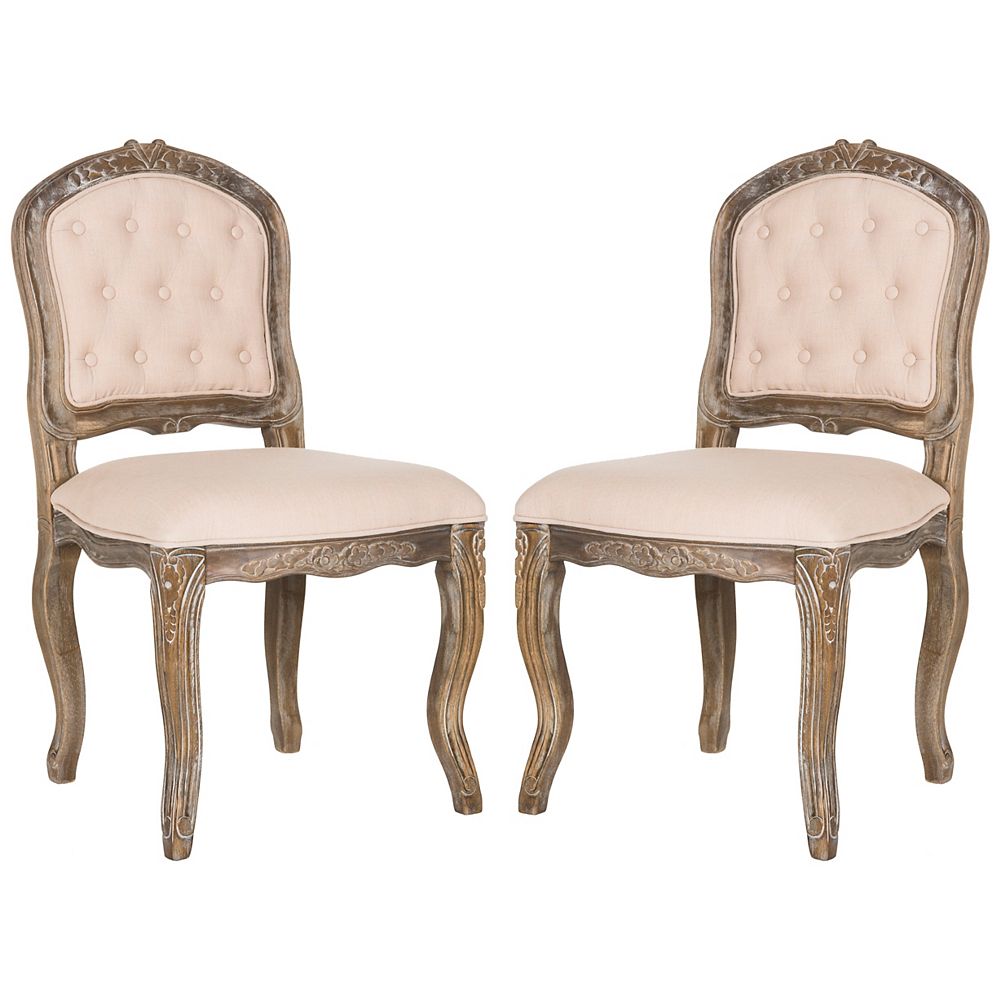 Safavieh Eloise Beige Rustic Oak 20 In H French Leg Dining Chair Set Of 2 The Home Depot Canada