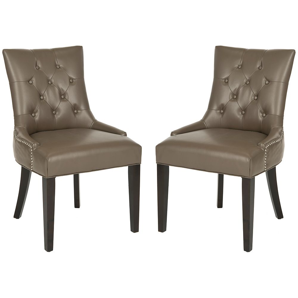 Safavieh Abby Clay/Espresso Bicast Leather Side Chair (Set of 2) The