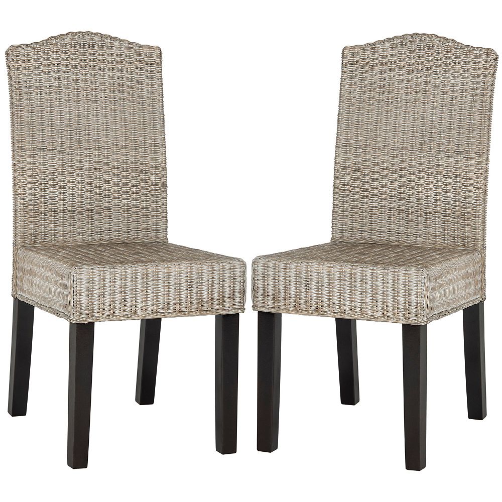 Safavieh Odette Antique Gray 19 in. H Wicker Dining Chair (Set of 2