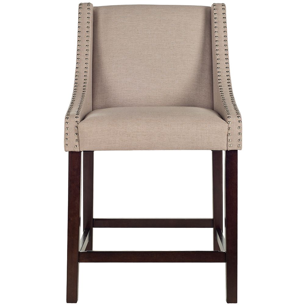 Safavieh Dylan 39.5 in. Taupe/Espresso Counter Stool The Home Depot