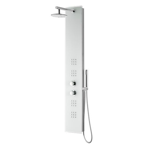 ANZZI Veld Series 64-inch Full Body Shower Panel System with Heavy Rain Shower and Spray Wand in White