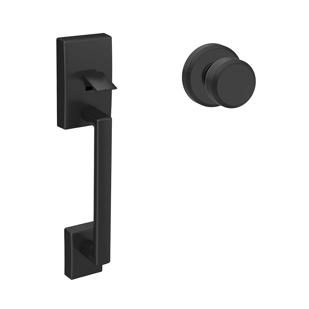 Schlage Bowery Matte Black Lower Half Entry Handleset with Greyson