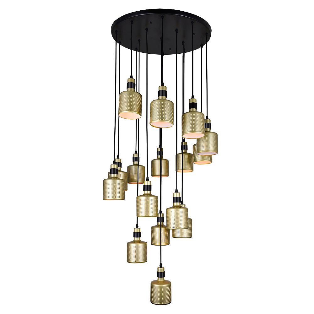 CWI Lighting Forate 26" 16 Light Multi Light Pendant with Pearl Gold Finish | The Home Depot Canada