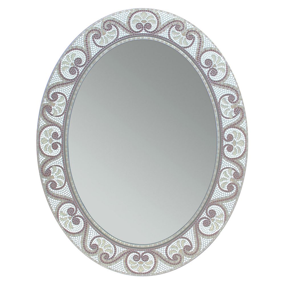 Deco Mirror 23 in. x 29 in. Earthtone Mosaic Oval Wall ...