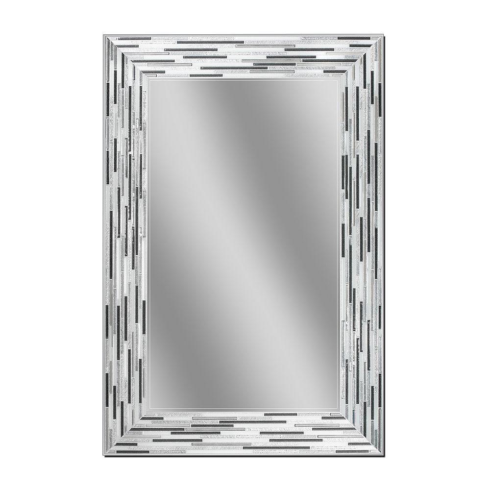 Deco Mirror 24 in. x 36 in. Reeded Charcoal Wall Mirror | The Home ...