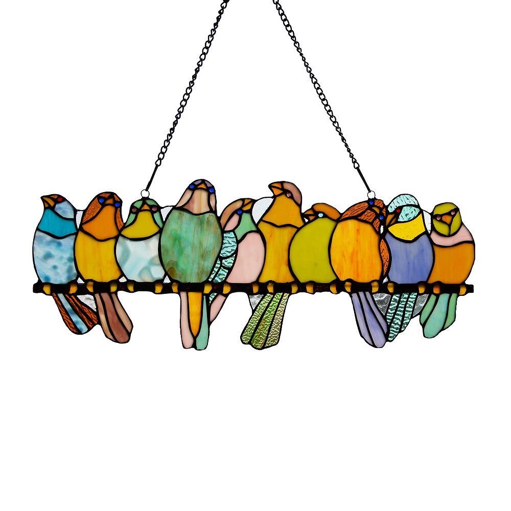 Birds On A Wire Stained Glass Panel - Glass Designs