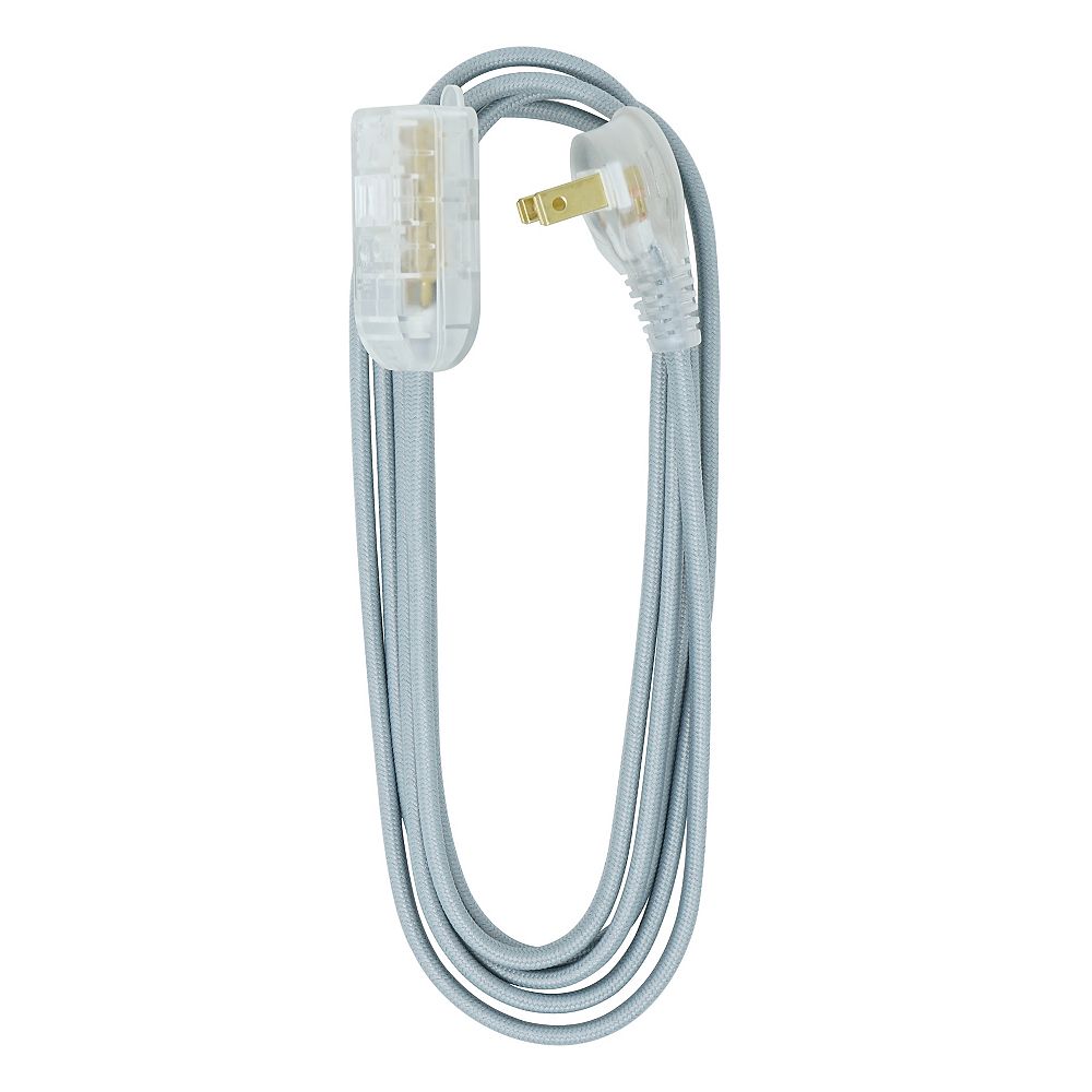 Southwire Lighted End 8 ft. 16/2 Gray Fabric Extension Cord The Home Depot Canada