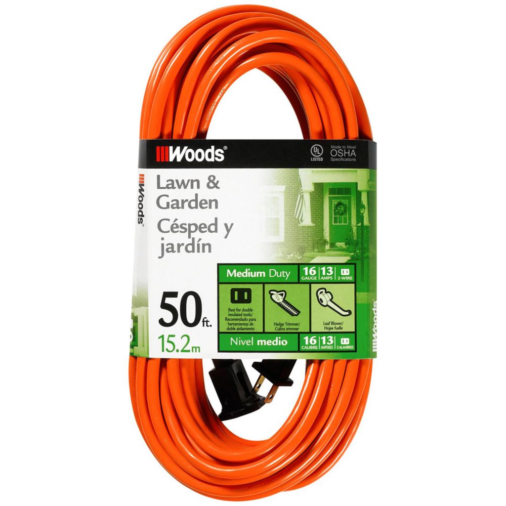 Woods 16/2 SJTW 50 Ft. Orange Outdoor Extension Cord | The Home Depot ...