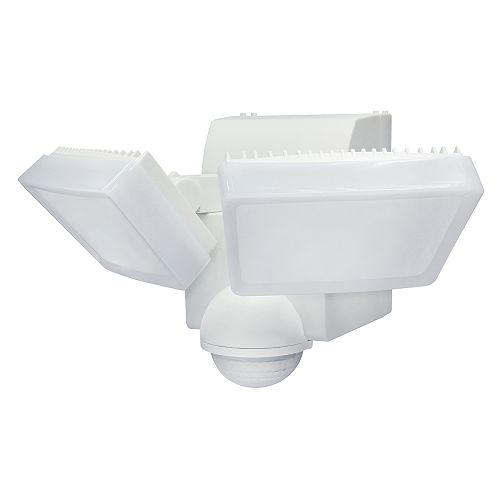 180° Battery-Operated Motion Sensor Security Double Light with 800 Lumens in White