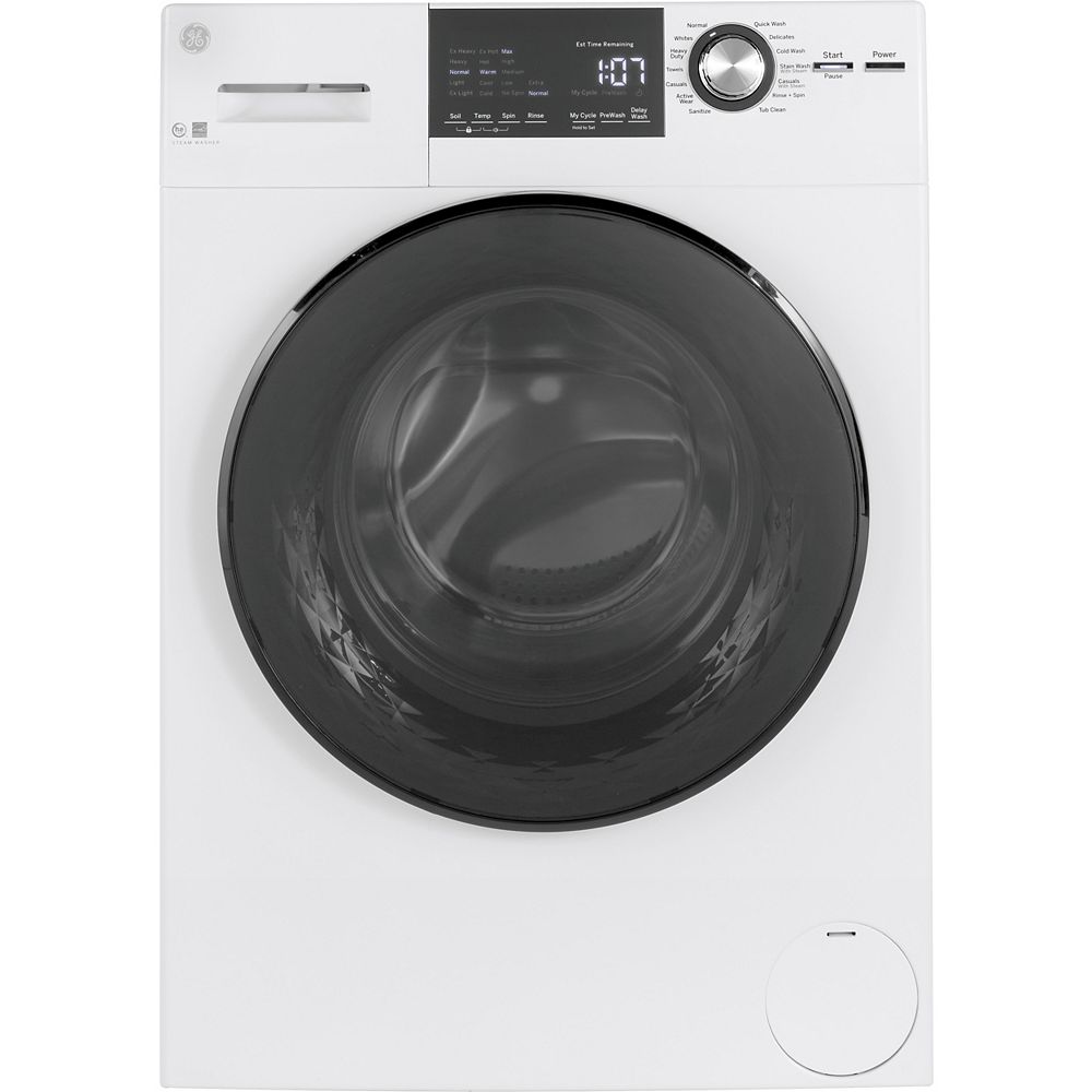 GE 2.8 cu.ft. Stainless Steel Drum Frontload Washer in White The Home
