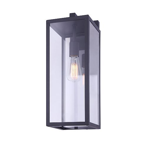 MONTANA 20 inch large 1-light black outdoor wall light with clear glass panels