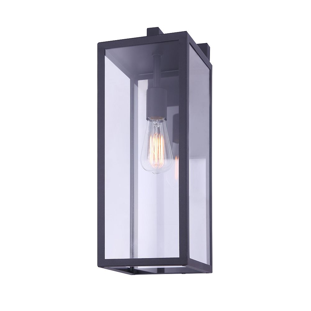Canarm Montana 20 Inch Large 1 Light Black Outdoor Wall With Clear Glass Panels The Home Depot Canada Light Black Outdoor Wall, How To Clean Outdoor Metal Light Fixtures