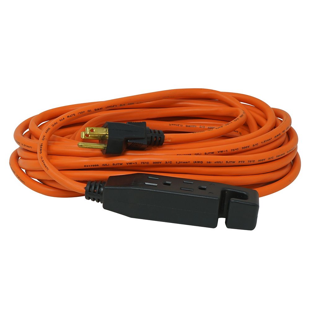 Woods 3 Outlet 16/3 SJTW 30 ft. Orange Outdoor Extension